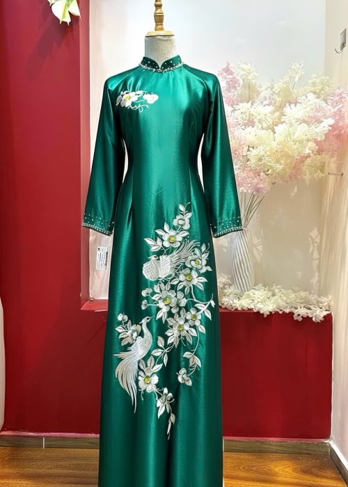 Áo Dài Sui Cao Cấp - Ngọc Bích Khổng Tước
