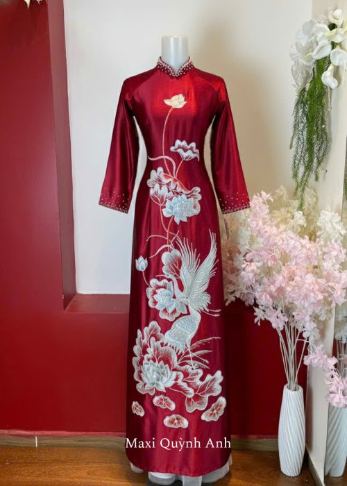 Áo dài trung niên cao cấp - Áo Dài Hồng Hạc Cẩm