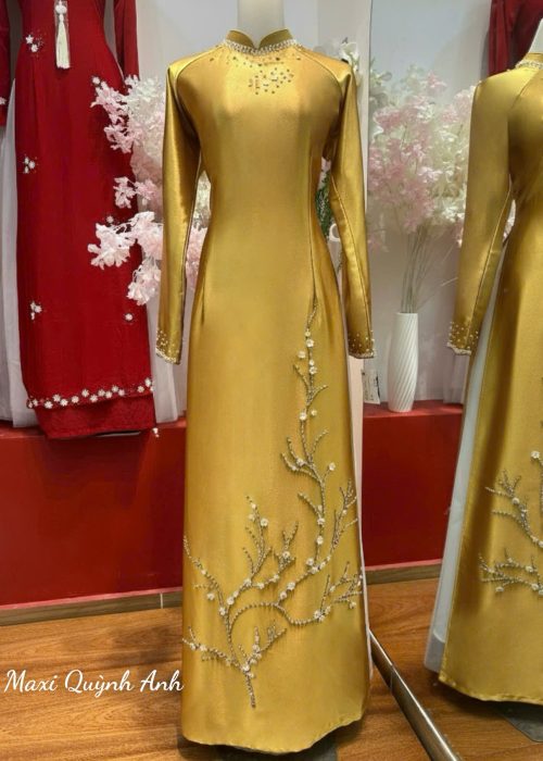 Áo Dài Trung Niên Cao Cấp - Áo Dài Vàng Hoàng Kim