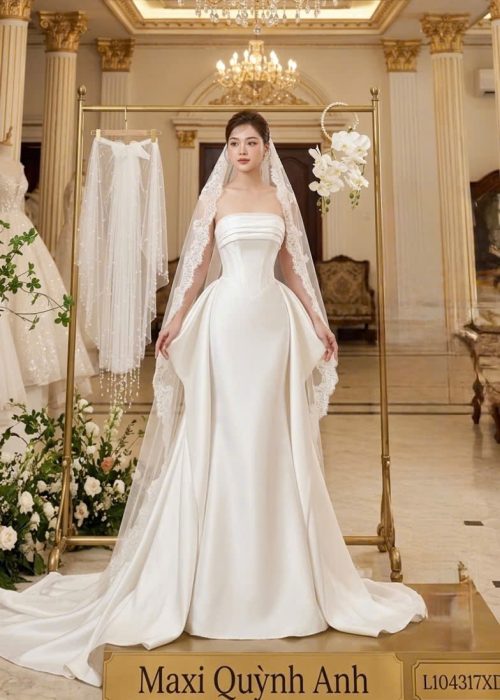 Váy Cưới Cúp Ngực Phong Cách Cổ Điển