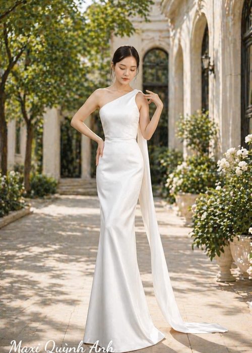 Váy Cưới Body Tinh Khôi Lệch Vai