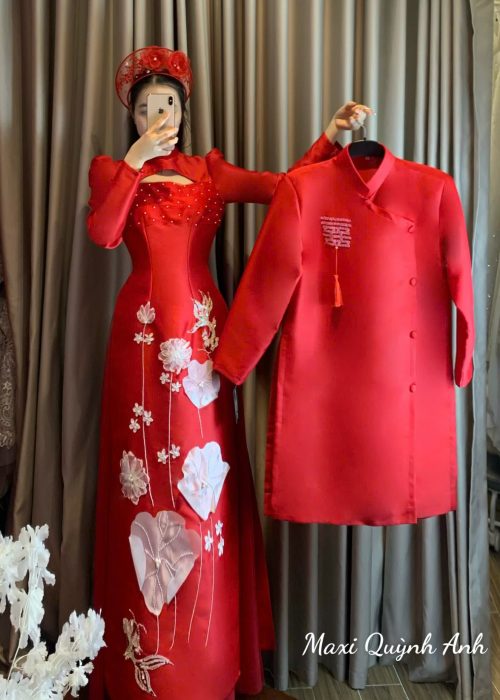 Cặp Áo Dài Cưới Sen Cao Cấp - Đan Phụng Trường An