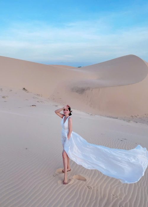 Váy Maxi Trắng Du Lịch Cao Cấp