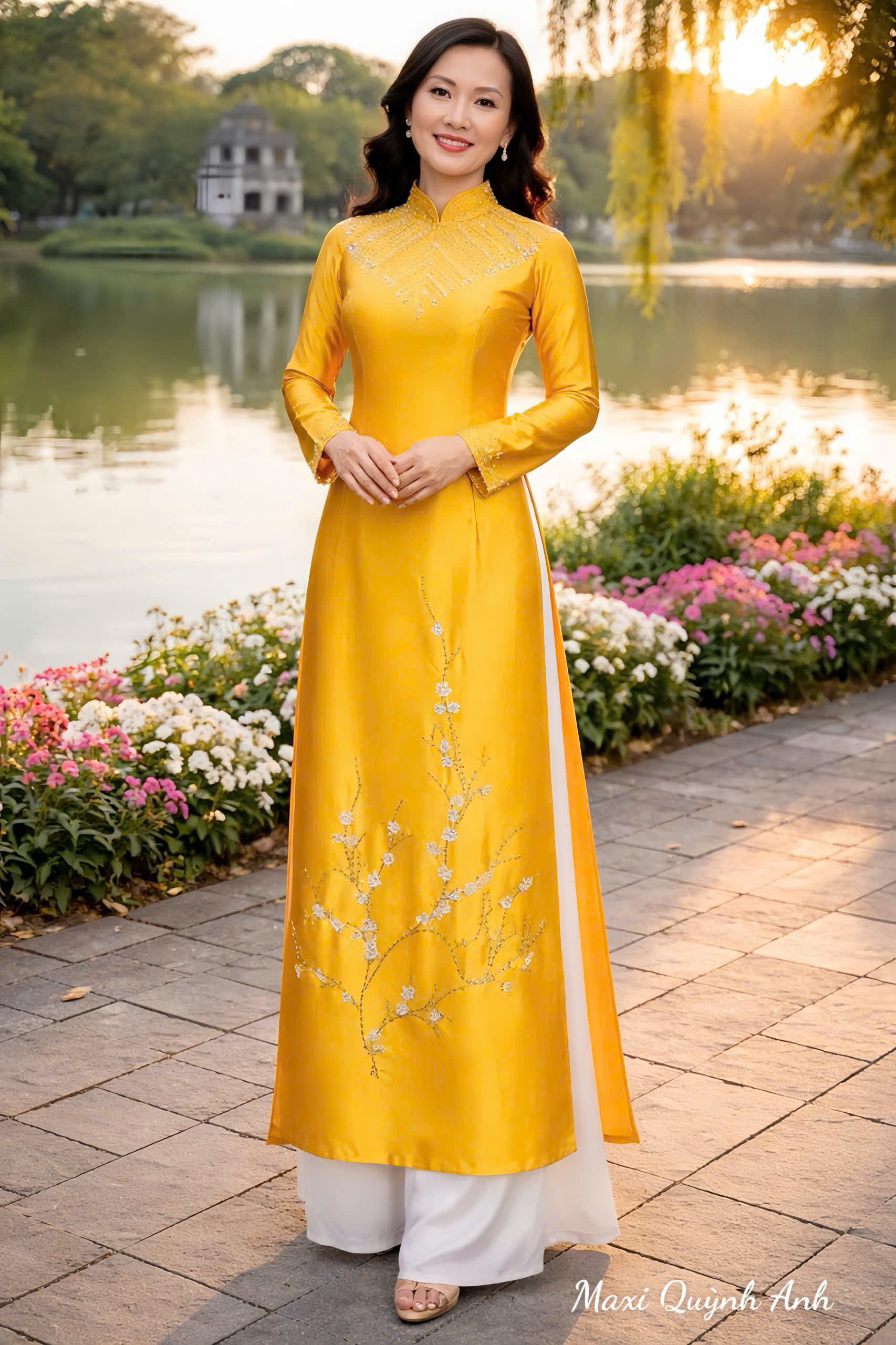 Áo Dài Trung Niên Cao Cấp - Hoàng Kim Cát Tường