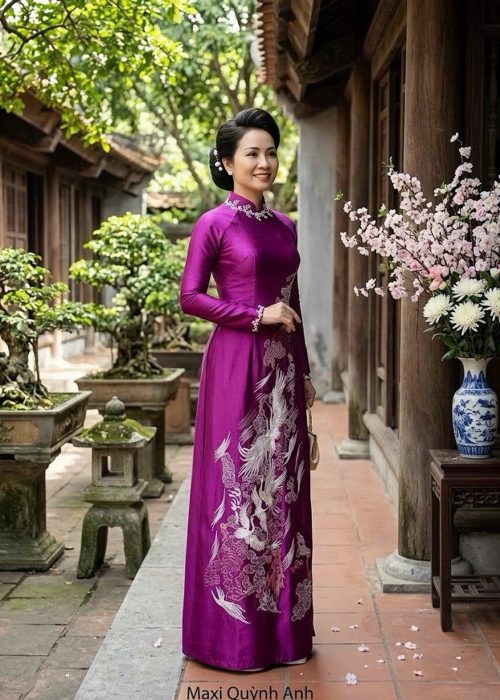 Áo dài Trung Niên, Sui Gia -Thêu Kết 2 Mặt Hà Vân An Phúc