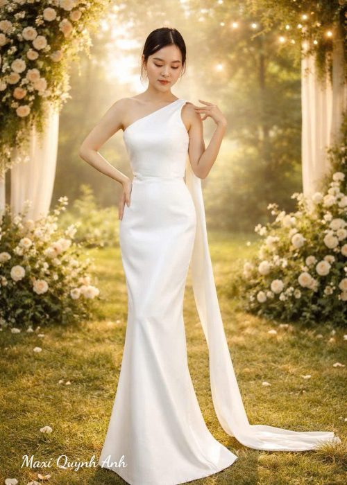 Váy Cưới Body Tinh Khôi Lệch Vai