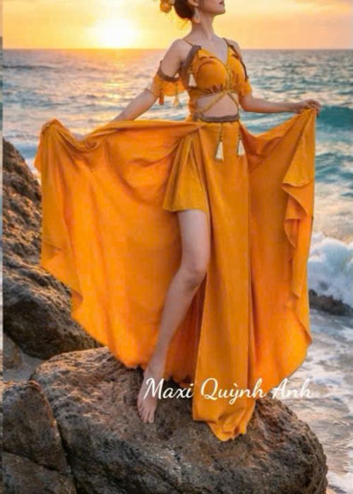Set Thổ Cẩm Boho Vàng