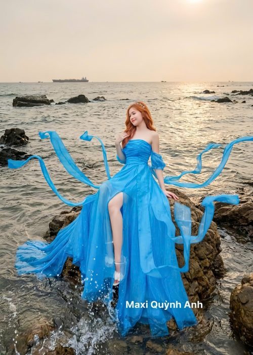 Váy Maxi Cup Ngực Xẻ Tà Cao Cấp