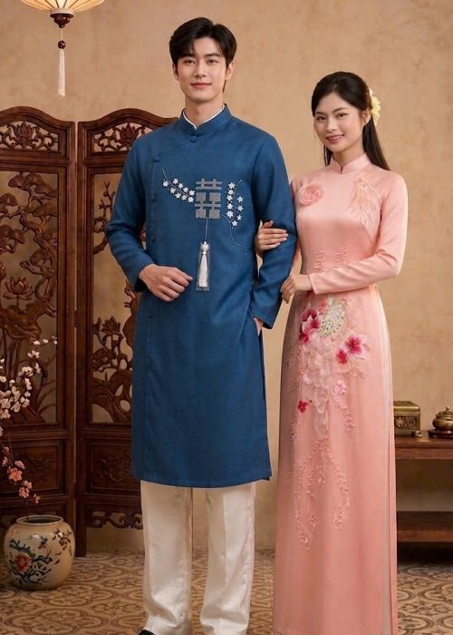 Cặp Áo Dài Cưới Song Hỷ Cẩm Uyên