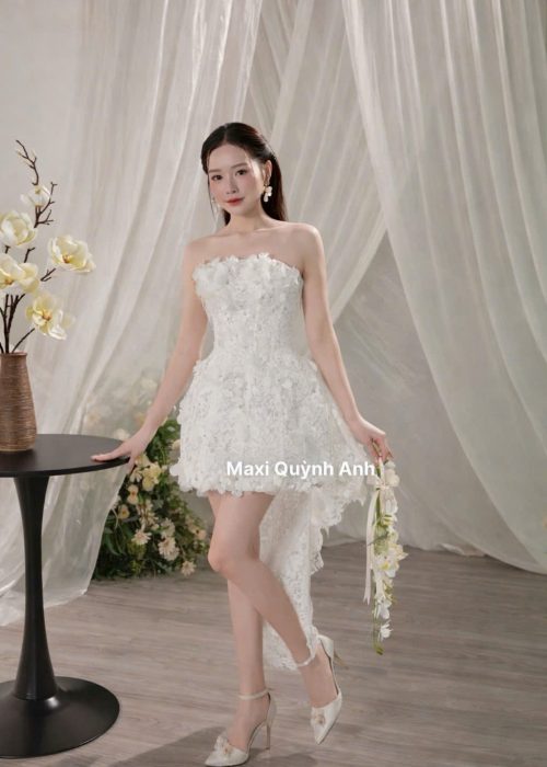Set Váy cưới 2IN1 Ngắn Phối Nơ - SVPN