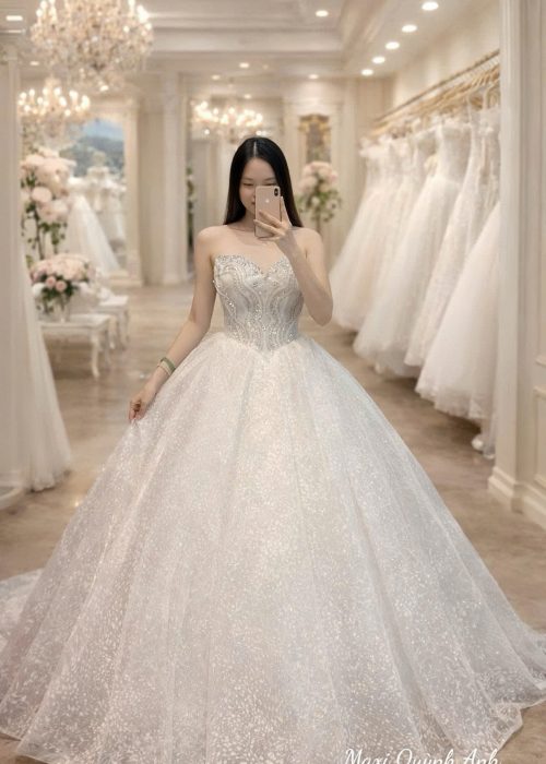 Váy Cưới Kim Sa Cup Ngực (Bigsize)