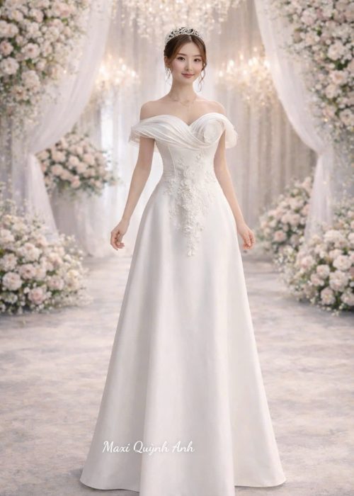 Váy Cưới Trễ Vai Hoa - sale shock
