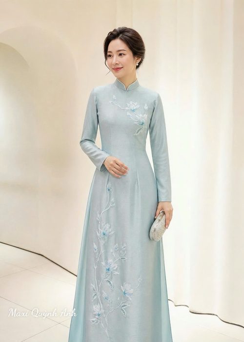 Áo dài thêu hoa cao cấp