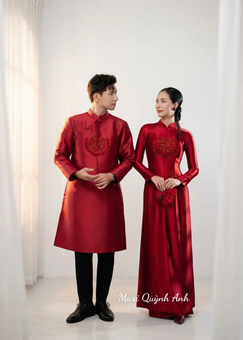 Cặp Áo Dài Cưới Đỏ