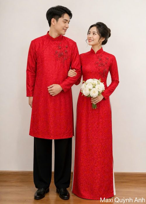 Cặp Áo Dài Gấm Kết Cao Cấp