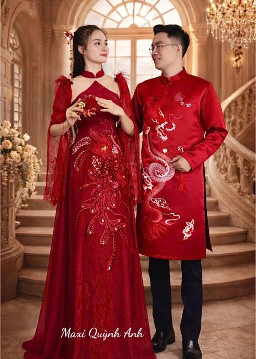 Cặp Áo Dài Cưới Long Phụng