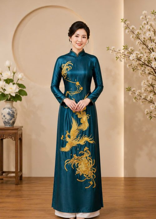 Áo Dài Sui Kim Phượng Cát