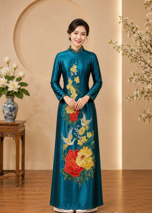 Áo Dài Sui Ngọc Hạc Xuân