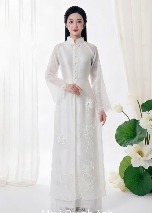 Áo Dài Ren Kèm Choàng Cao Cấp